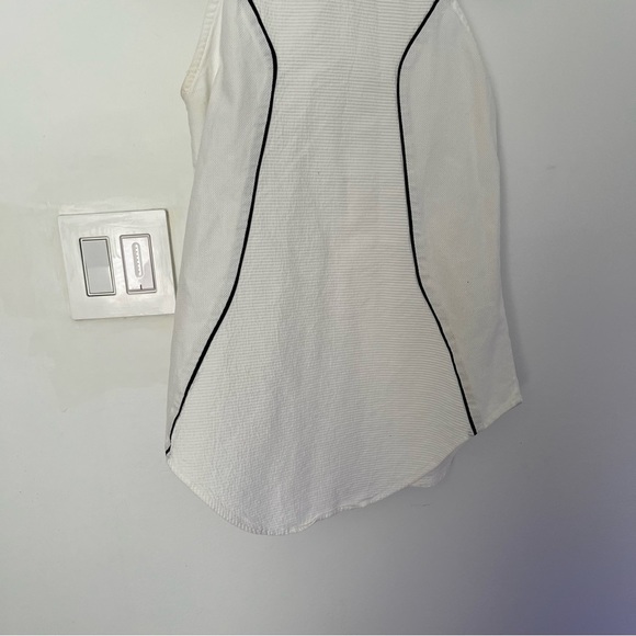 Josh Goot Sleeveless Cotton Tuxedo Blouse, White with details Black lines Sz S - Picture 8 of 9